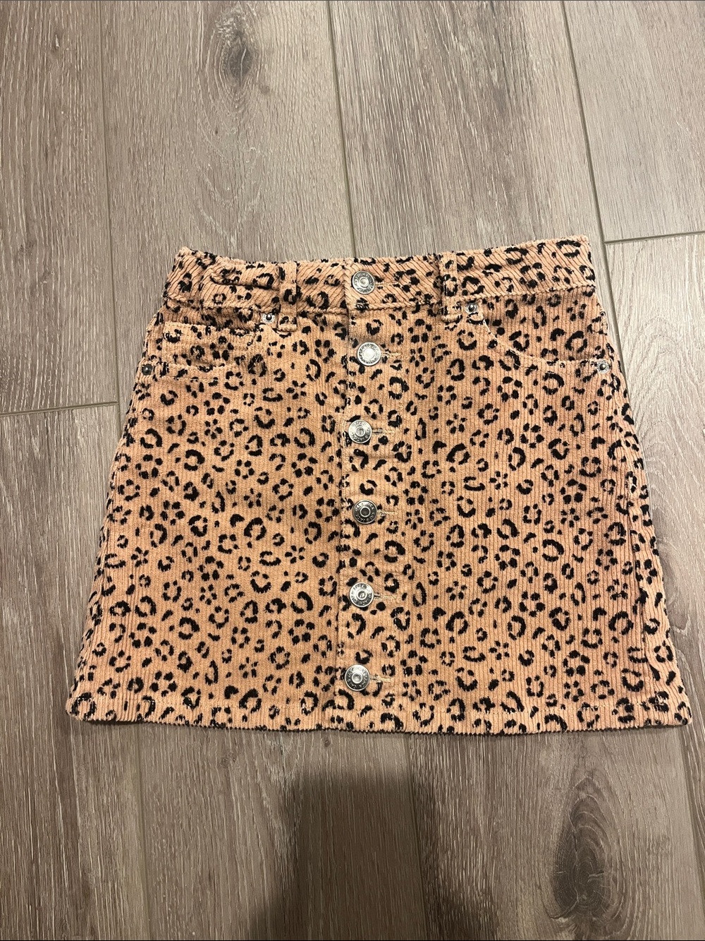 Cat & Jack Peach Leopard Corduroy Button-Front Mini Skirt